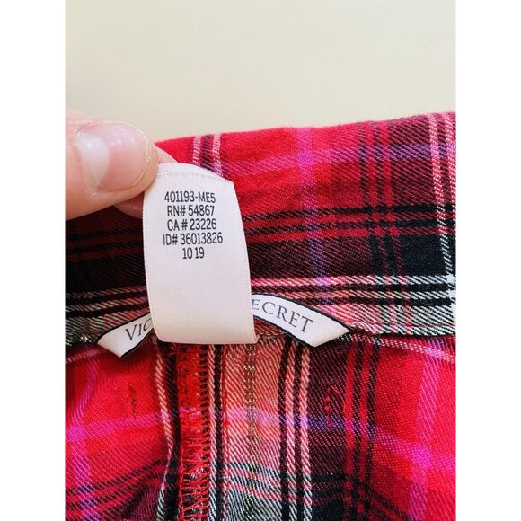 Victoria's Secret Womens Size Small Flannel Pajama Romper Red Plaid Button - Picture 4 of 10